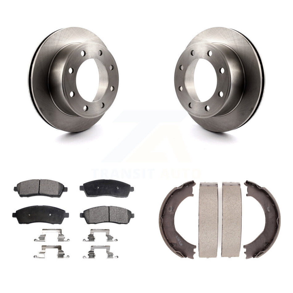 Rear Disc Rotors Semi-Metallic Pads And Parking Shoes Kit For Ford F-350 Super Duty F-250 K8F-104517