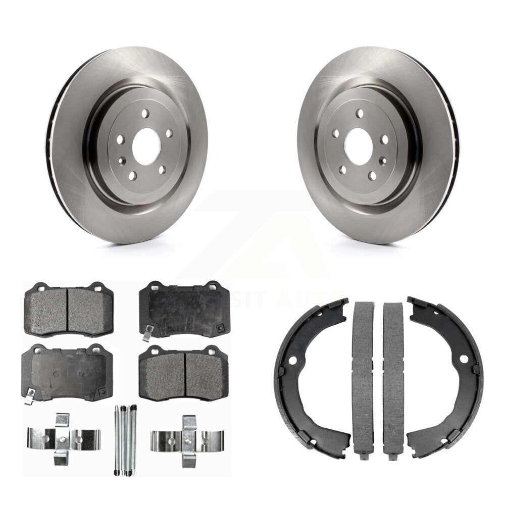 Rear Disc Rotors Semi-Metallic Pads & Parking Shoes Kit For Chevrolet Camaro Cadillac CTS K8F-104522