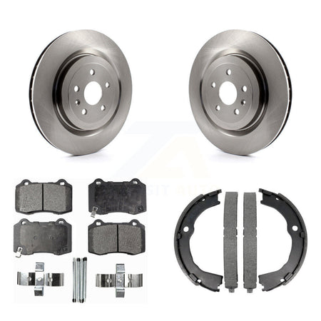 Rear Disc Rotors Semi-Metallic Pads & Parking Shoes Kit For Chevrolet Camaro Cadillac CTS K8F-104522