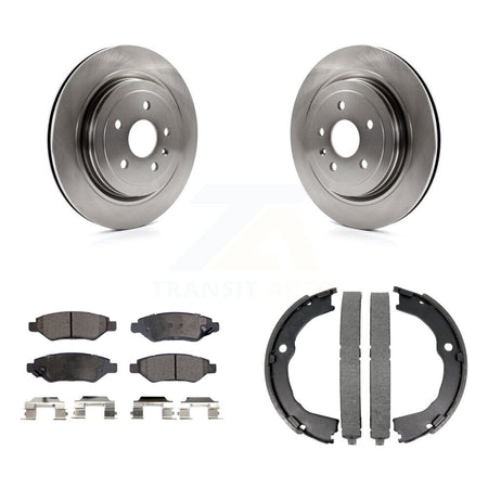 Rear Disc Rotors Semi-Metallic Pads And Parking Brake Shoes Kit For Cadillac CTS K8F-104524