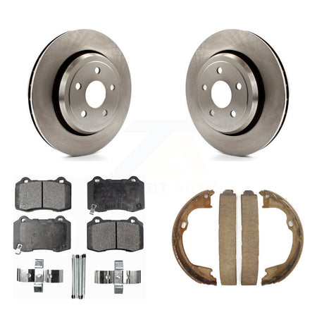 Rear Disc Rotors Semi-Metallic Pads Parking Brake Shoes Kit For Jeep Grand Cherokee Dodge K8F-104525