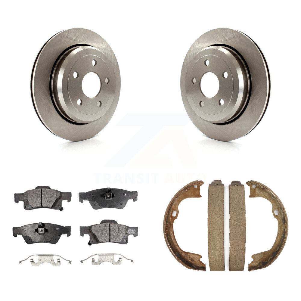Rear Disc Rotors Semi-Metallic Pads & Parking Shoes Kit For Jeep Grand Cherokee Dodge WK K8F-104527