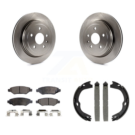 Rear Disc Rotors Semi-Metallic Pads And Parking Brake Shoes Kit For Cadillac CTS K8F-104529