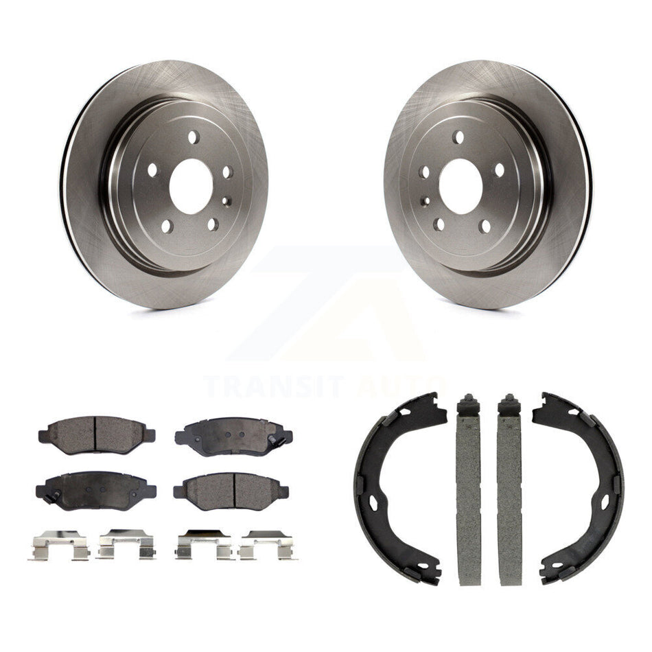Rear Disc Rotors Semi-Metallic Pads And Parking Brake Shoes Kit For Cadillac CTS K8F-104529