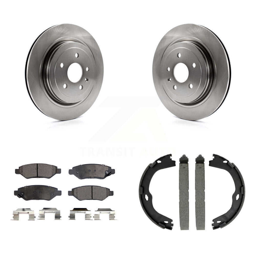 Rear Disc Rotors Semi-Metallic Pads And Parking Brake Shoes Kit For Cadillac CTS K8F-104530