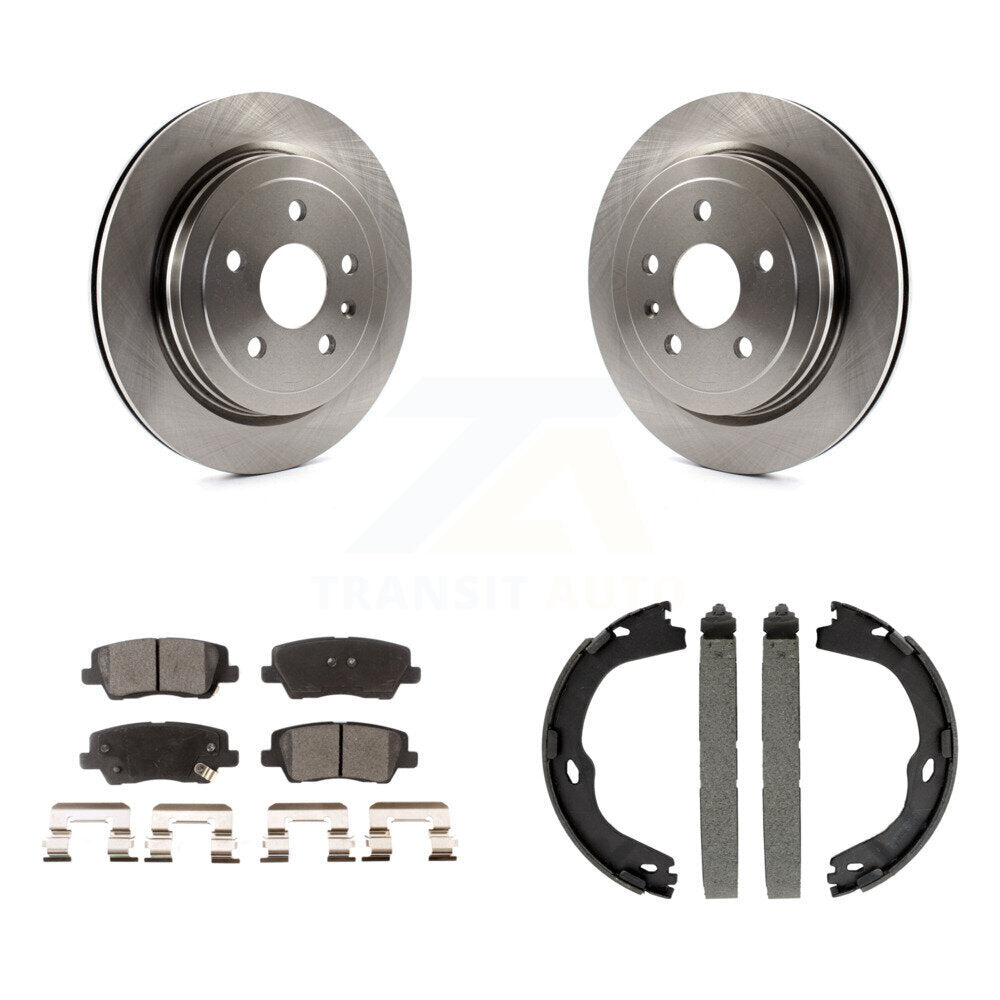 Rear Disc Rotors Semi-Metallic Pads And Parking Brake Shoes Kit For Cadillac CTS K8F-104531