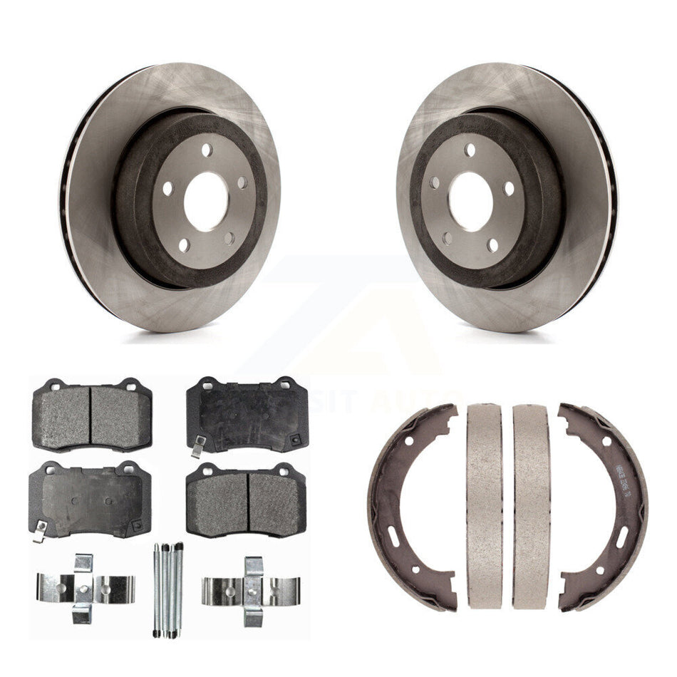 Rear Disc Rotors Semi-Metallic Pads Parking Shoes Kit For 06-10 Jeep Grand Cherokee SRT8 K8F-104535