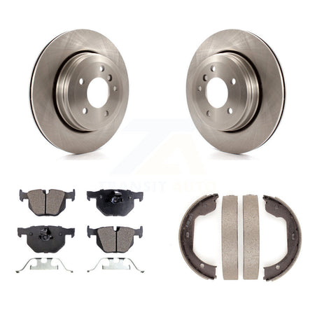Rear Disc Rotors Semi-Metallic Pads And Parking Brake Shoes Kit For BMW 530i 525i 528i K8F-104539