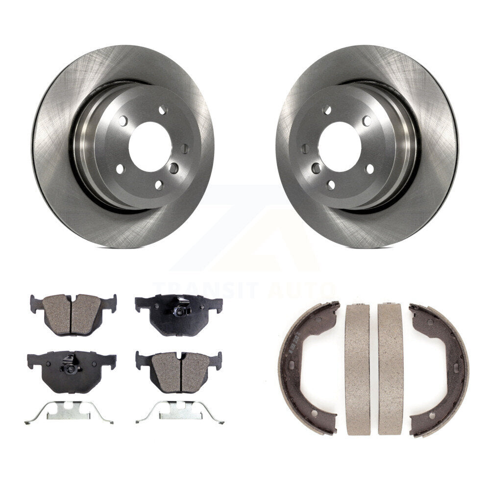 Rear Disc Rotors Semi-Metallic Pads And Parking Shoes Kit For BMW 530xi 528i xDrive 535i K8F-104540