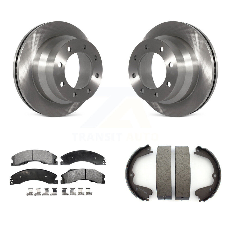 Rear Disc Rotors Semi-Metallic Pads Parking Shoes Kit For Chevrolet Express 3500 GMC 4500 K8F-104554