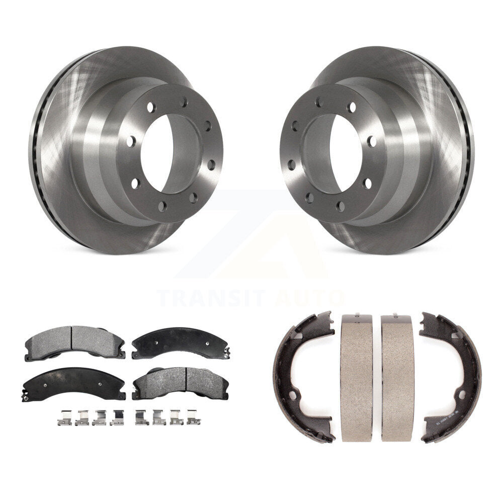 Rear Disc Rotors Semi-Metallic Pads And Parking Brake Shoes Kit For GMC Savana 3500 K8F-104557
