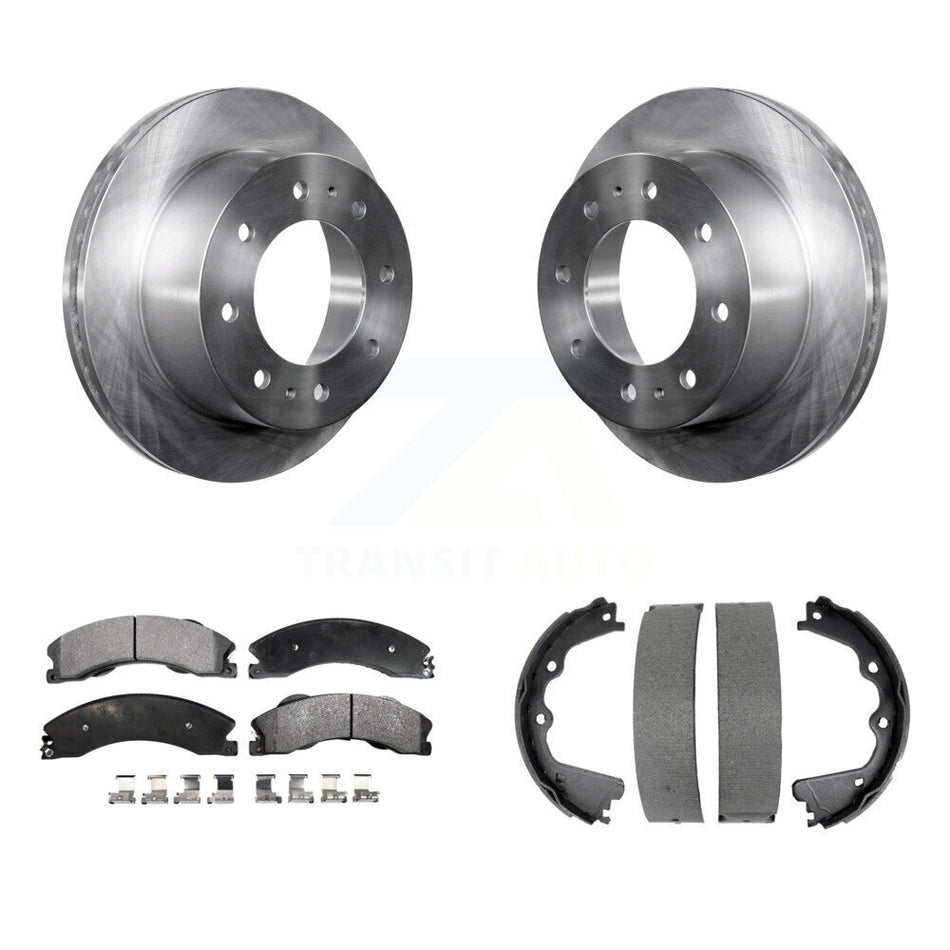 Rear Disc Rotors Semi-Metallic Pads & Parking Shoes Kit For GMC Sierra 2500 HD Chevrolet K8F-104562