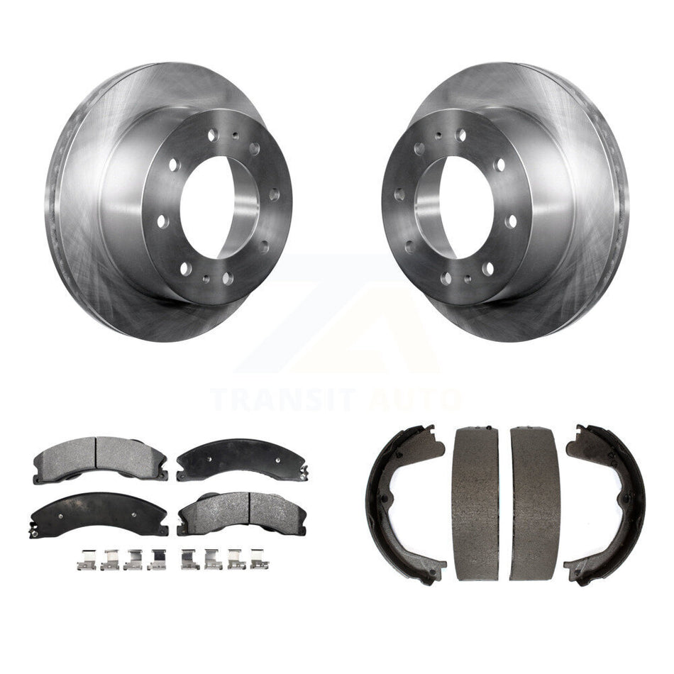 Rear Disc Rotors Semi-Metallic Pads Parking Shoes Kit For Chevrolet Silverado 2500 HD GMC K8F-104563