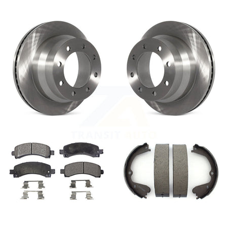 Rear Disc Rotors Semi-Metallic Pads & Parking Brake Shoes Kit For Chevrolet Express 4500 K8F-104565