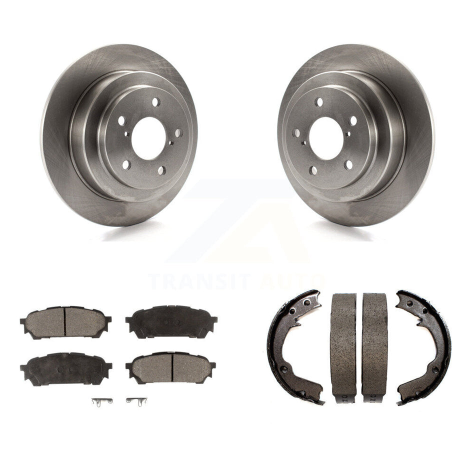 Rear Disc Rotors Semi-Metallic Pads & Parking Shoes Kit For Subaru Impreza Forester Saab K8F-104569