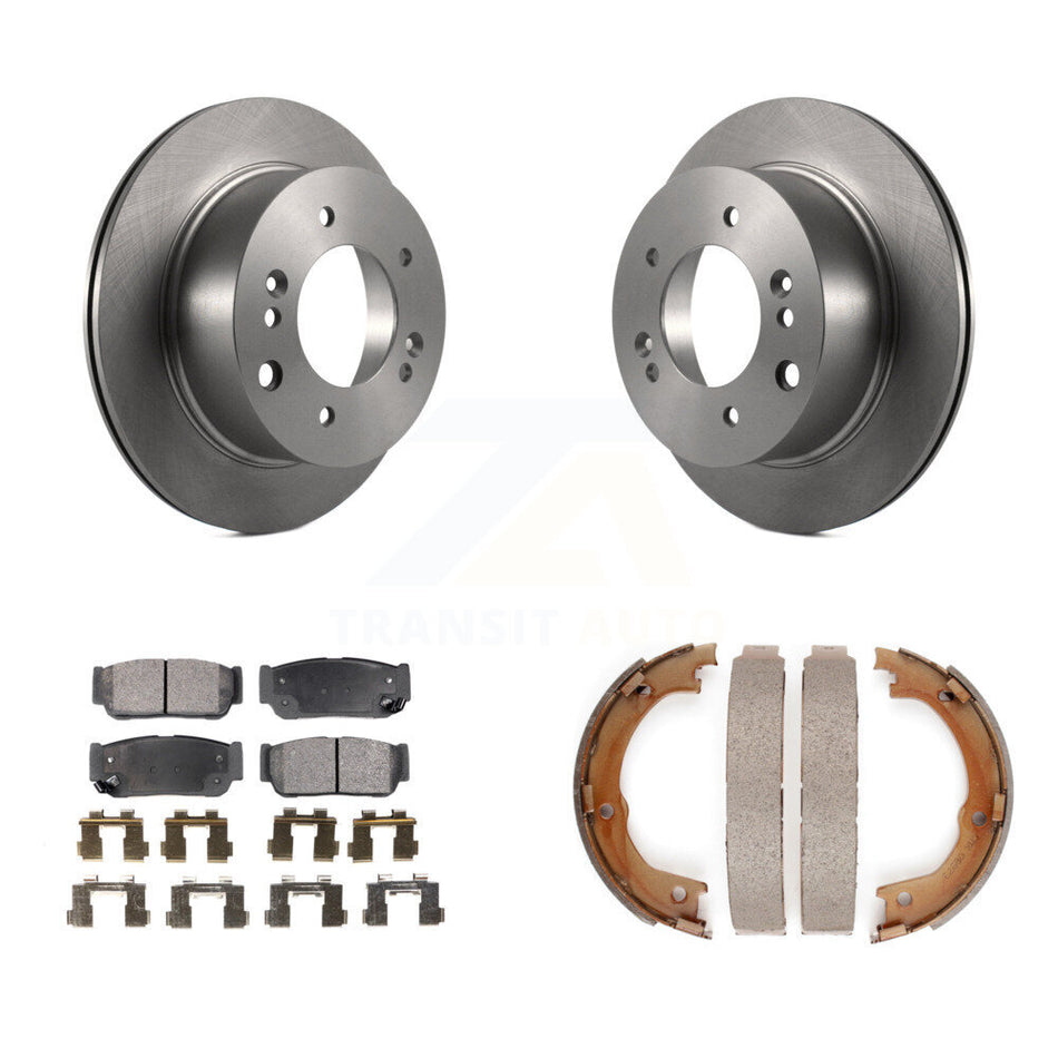 Rear Disc Rotors Semi-Metallic Pads And Parking Brake Shoes Kit For 2003-2006 Kia Sorento K8F-104582