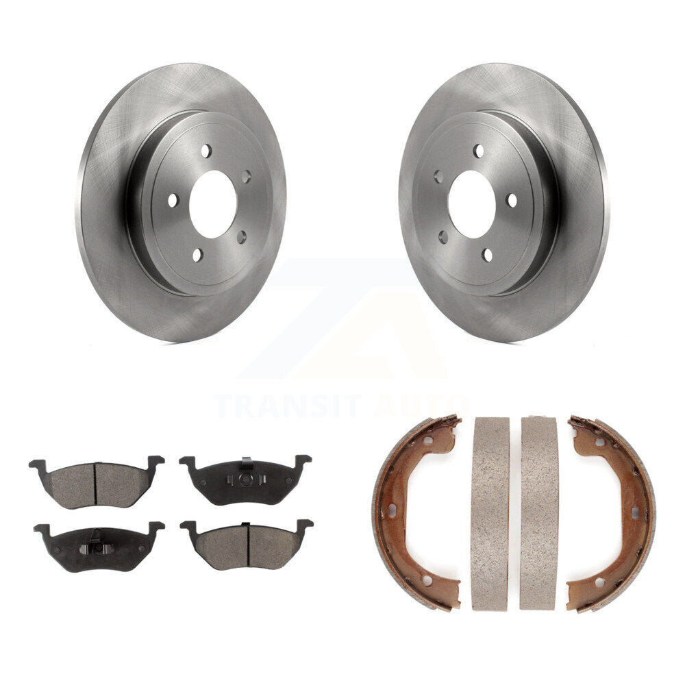 Rear Disc Rotors Semi-Metallic Pads Parking Brake Shoes Kit For Ford Escape Mazda Tribute K8F-104586