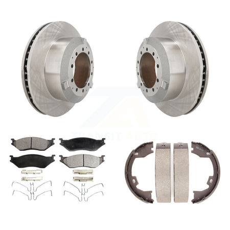 Rear Disc Rotors Semi-Metallic Pads Parking Shoes Kit For Ford F-450 Super Duty IC LCF AE K8F-104589