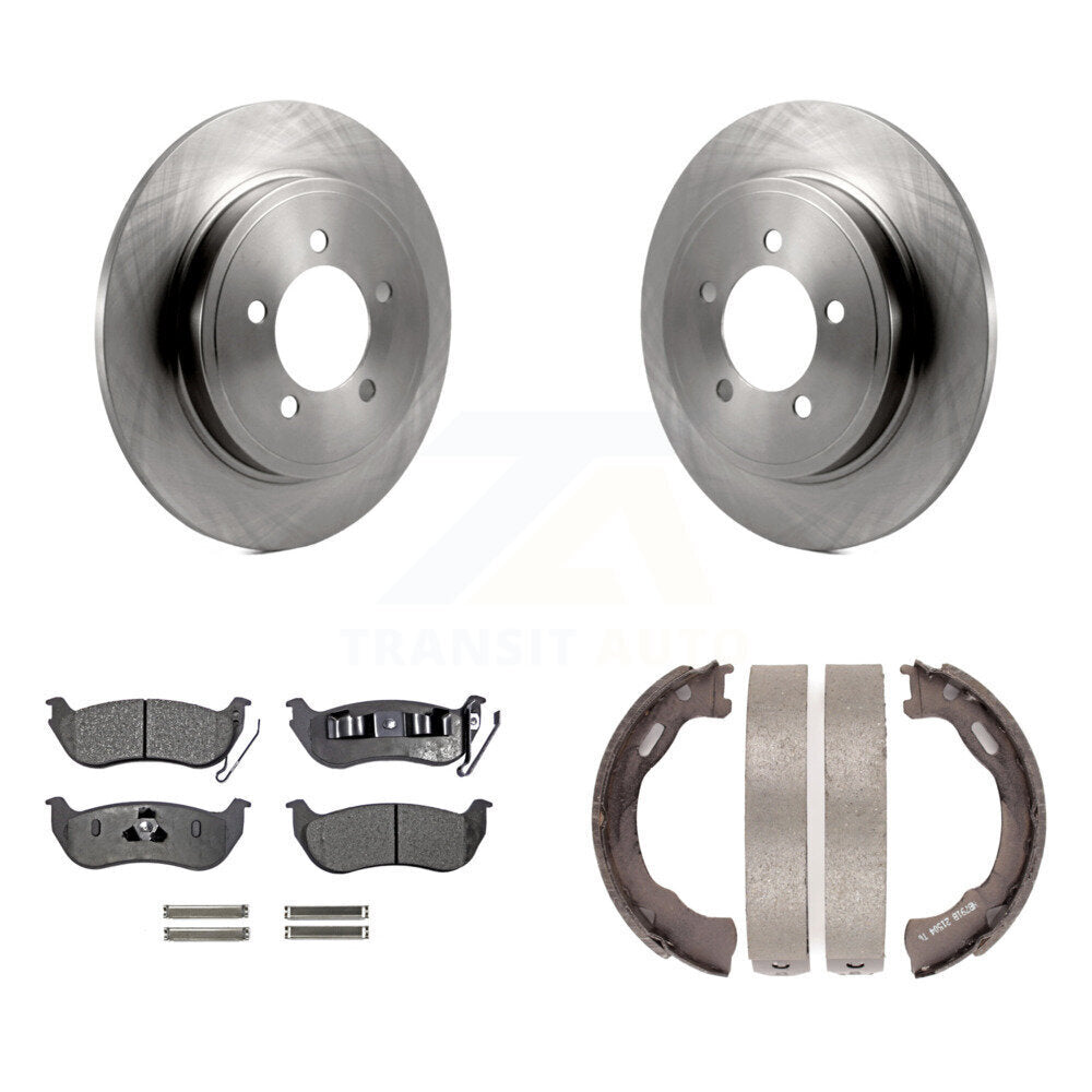 Rear Disc Rotors Semi-Metallic Pads Parking Brake Shoes Kit For Ford Explorer Sport Trac K8F-104595