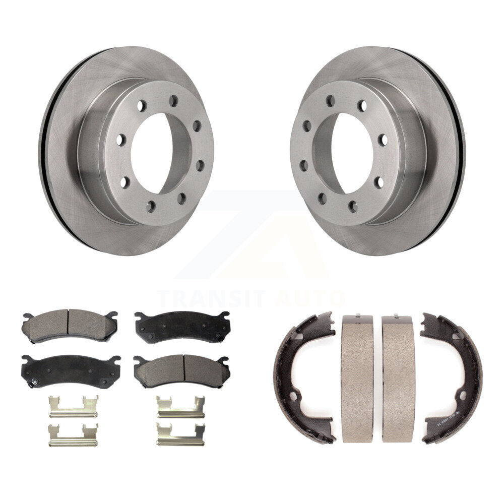 Rear Disc Rotors Semi-Metallic Pads Parking Shoes Kit For GMC Chevrolet Silverado 2500 HD K8F-104598