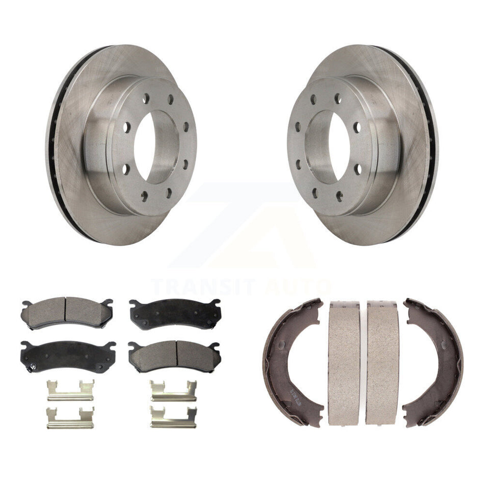 Rear Disc Rotors Semi-Metallic Pads Parking Shoes Kit For Chevrolet Silverado 2500 HD GMC K8F-104602