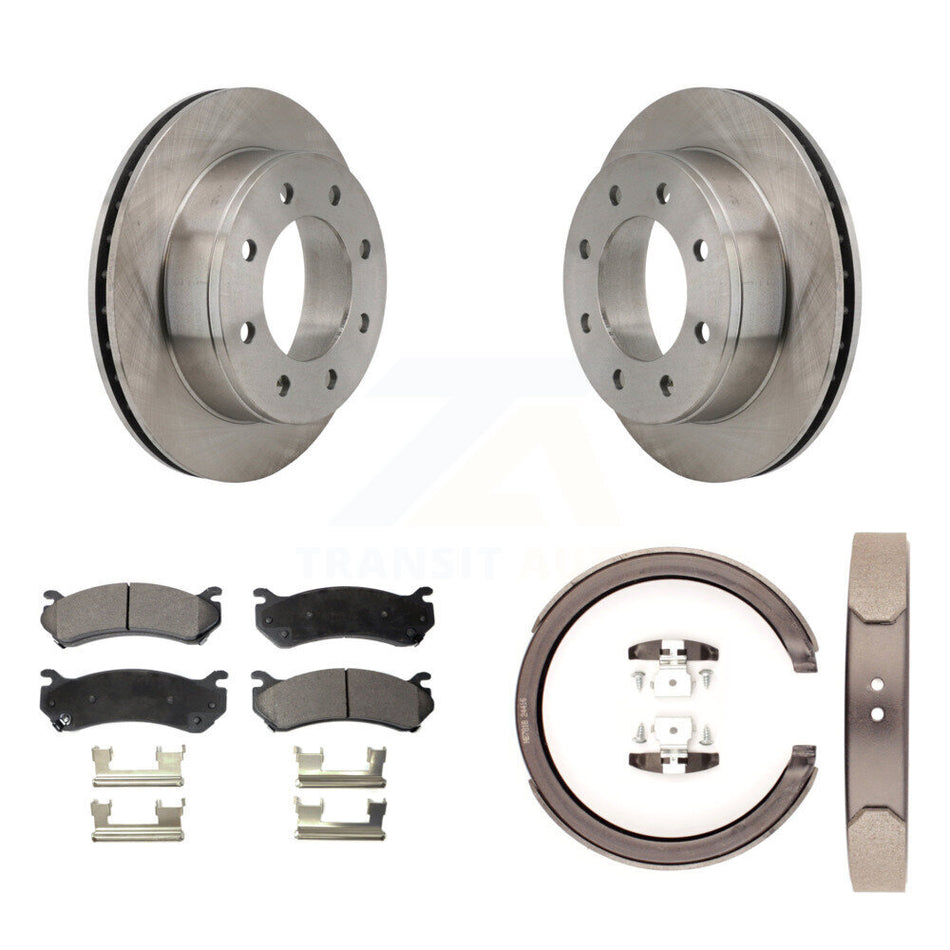 Rear Disc Rotors Semi-Metallic Pads Parking Shoes Kit For GMC Chevrolet Silverado 1500 HD K8F-104603