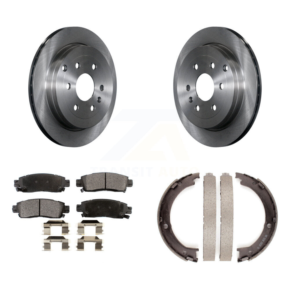Rear Disc Rotors Semi-Metallic Pads Parking Shoes Kit For GMC Acadia Buick Enclave Saturn K8F-104612