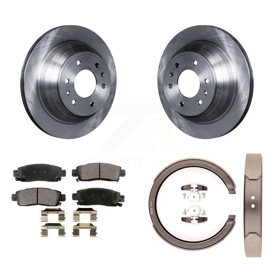 Rear Disc Rotors Semi-Metallic Pads Parking Shoes Kit For Chevrolet GMC Trailblazer Envoy K8F-104613