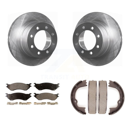 Rear Disc Rotors Semi-Metallic Pads And Parking Brake Shoes Kit For Dodge Ram 1500 K8F-104620