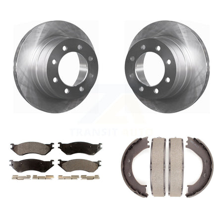 Rear Disc Rotors Semi-Metallic Pads And Parking Brake Shoes Kit For Dodge Ram 1500 K8F-104623