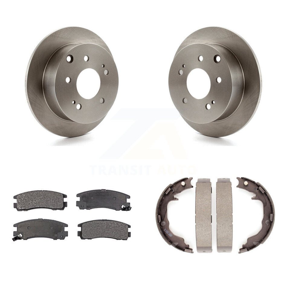 Rear Disc Rotors Semi-Metallic Pads Parking Brake Shoes Kit For Mitsubishi Eclipse Galant K8F-104624