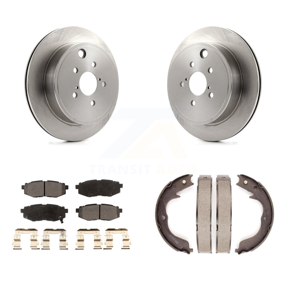 Rear Disc Rotors Semi-Metallic Pads And Parking Brake Shoes Kit For Subaru Outback Legacy K8F-104646