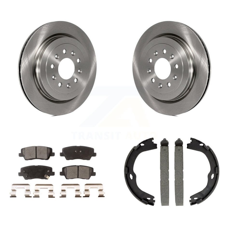 Rear Disc Rotors Semi-Metallic Pads And Parking Brake Shoes Kit For Cadillac ATS K8F-104648