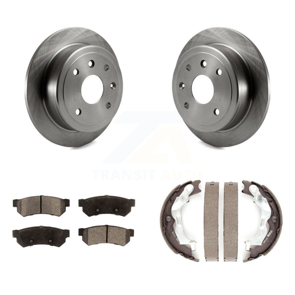 Rear Disc Rotors Semi-Metallic Pads & Parking Shoes Kit For 2007-2008 Suzuki Forenza Reno K8F-104651