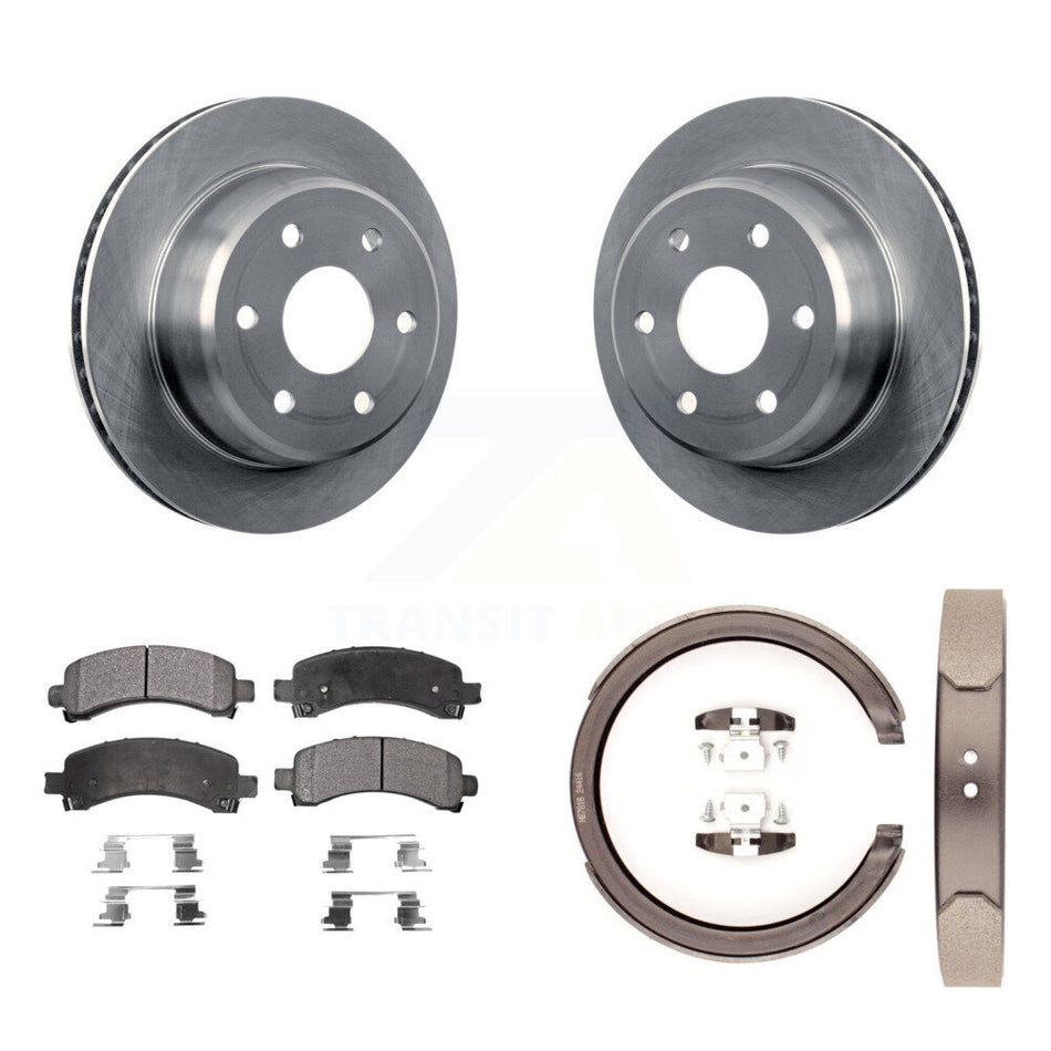 Rear Disc Rotors Semi-Metallic Pads Parking Shoes Kit For Chevrolet GMC Avalanche 1500 XL K8F-104662