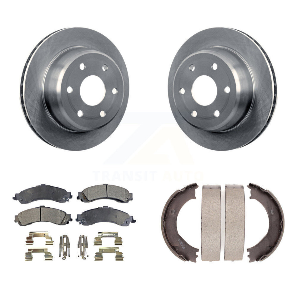 Rear Disc Rotors Semi-Metallic Pads & Parking Shoes Kit For Chevrolet Silverado 1500 GMC K8F-104664