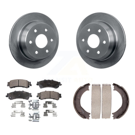 Rear Disc Rotors Semi-Metallic Pads & Parking Shoes Kit For Chevrolet Silverado 1500 GMC K8F-104665