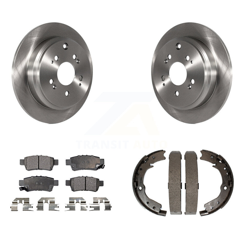 Rear Disc Rotors Semi-Metallic Pads & Parking Brake Shoes Kit For 2005-2010 Honda Odyssey K8F-104669