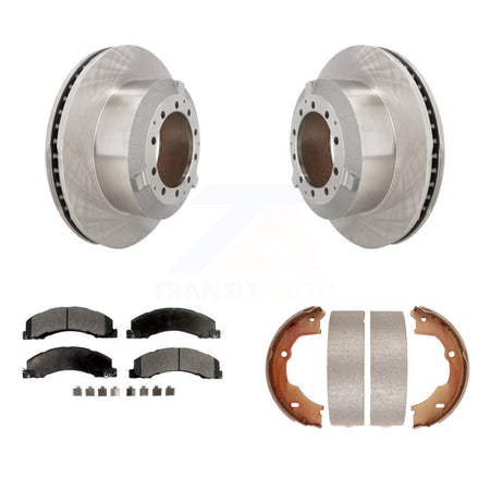Rear Disc Rotors Semi-Metallic Pads & Parking Shoes Kit For Ram Dodge Sterling Truck 4500 K8F-104679