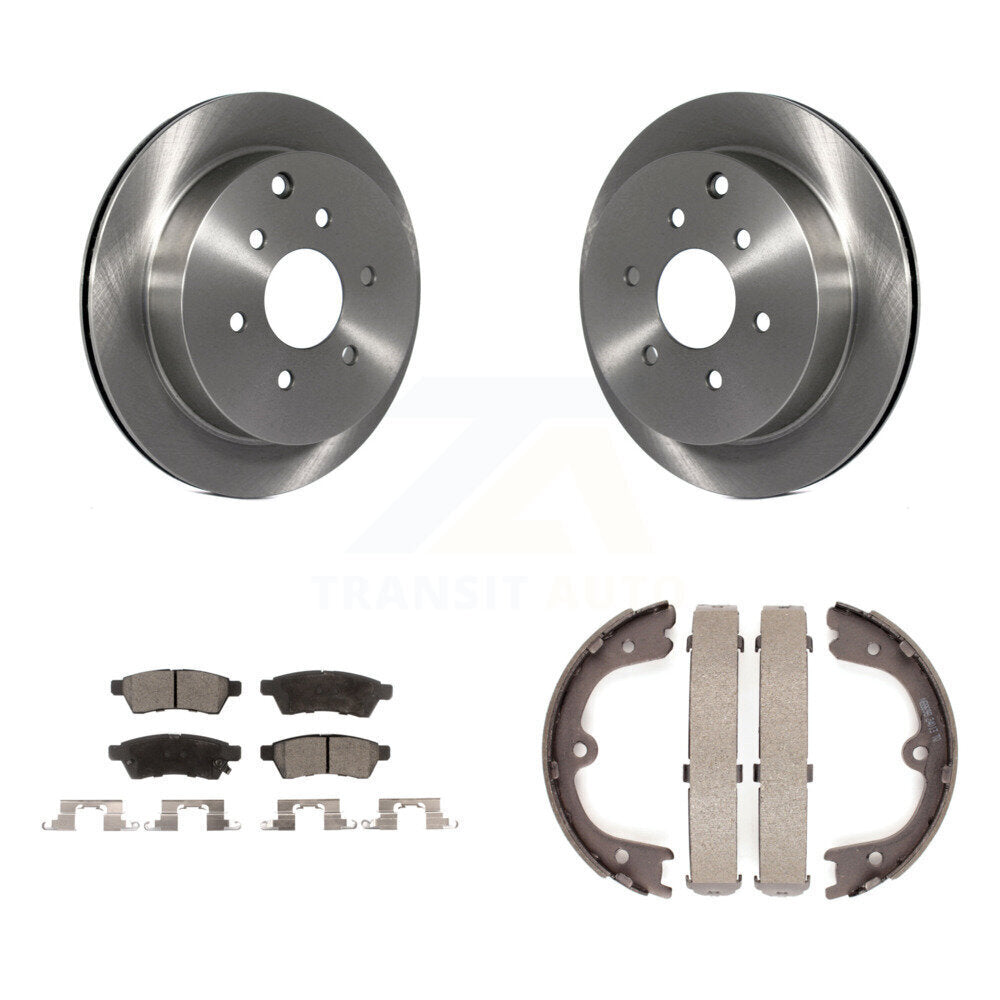 Rear Disc Rotors Semi-Metallic Pads & Parking Brake Shoes Kit For Nissan Frontier Xterra K8F-104680