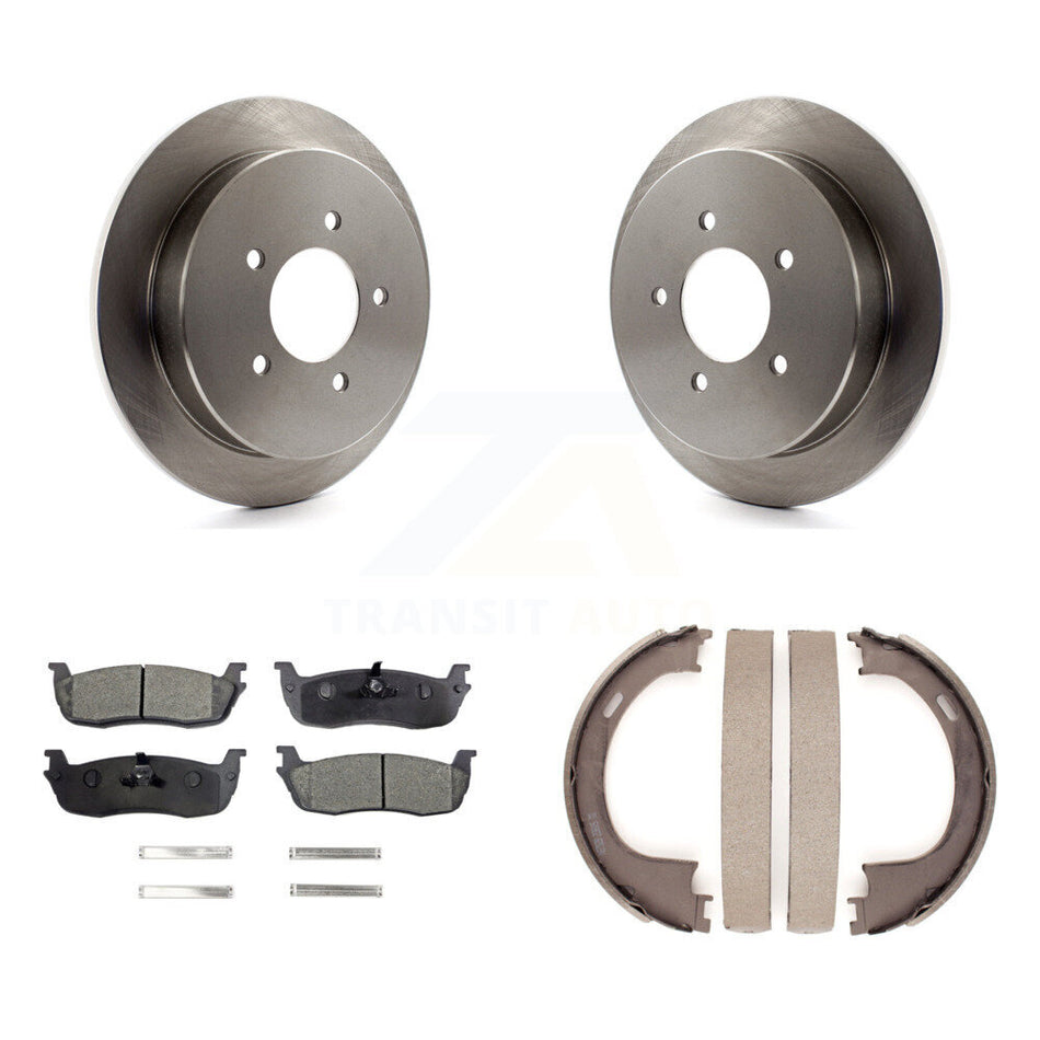 Rear Disc Rotors Semi-Metallic Pads & Parking Shoes Kit For Ford F-150 Expedition Lincoln K8F-104681