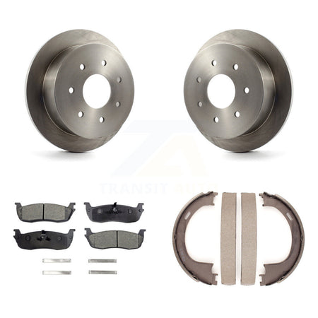 Rear Disc Rotors Semi-Metallic Pads And Parking Brake Shoes Kit For Ford F-150 F-250 K8F-104682