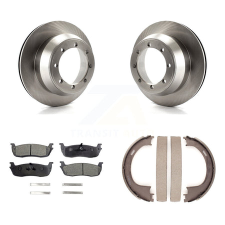 Rear Disc Rotors Semi-Metallic Pads & Parking Shoes Kit For Ford F-150 With 8 Lug Wheels K8F-104683