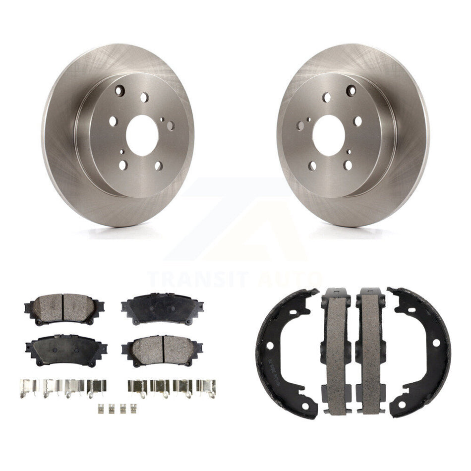 Rear Disc Rotors Semi-Metallic Pads And Parking Brake Shoes Kit For Toyota Prius V Mirai K8F-104684