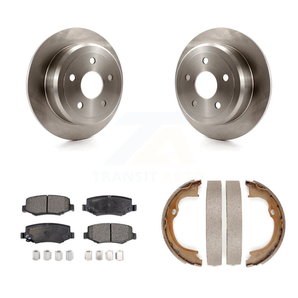 Rear Disc Rotors Semi-Metallic Pads And Parking Brake Shoes Kit For Jeep Wrangler JK K8F-104689
