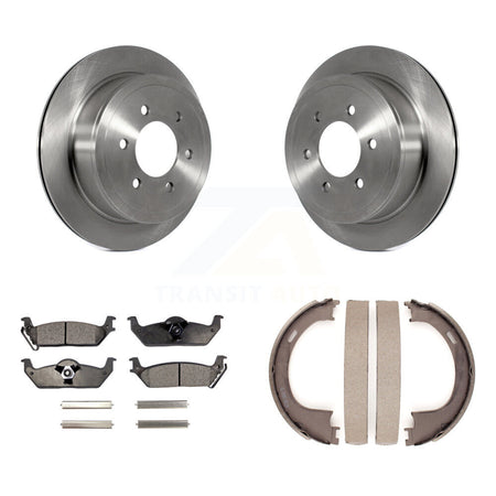 Rear Disc Rotors Semi-Metallic Pads And Parking Shoes Kit For Ford F-150 Lincoln Mark LT K8F-104690