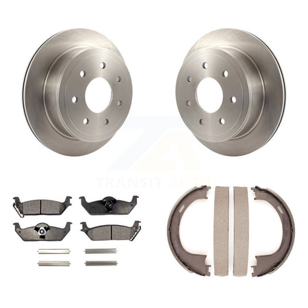 Rear Disc Rotors Semi-Metallic Pads And Parking Shoes Kit For Ford F-150 Lincoln Mark LT K8F-104691