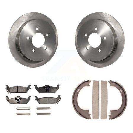 Rear Disc Rotors Semi-Metallic Pads And Parking Brake Shoes Kit For Ford F-150 K8F-104692