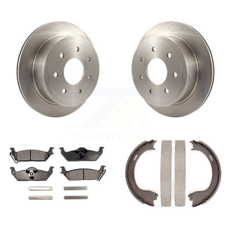 Rear Disc Rotors Semi-Metallic Pads & Parking Shoes Kit For Ford F-150 With 7 Lug Wheels K8F-104695