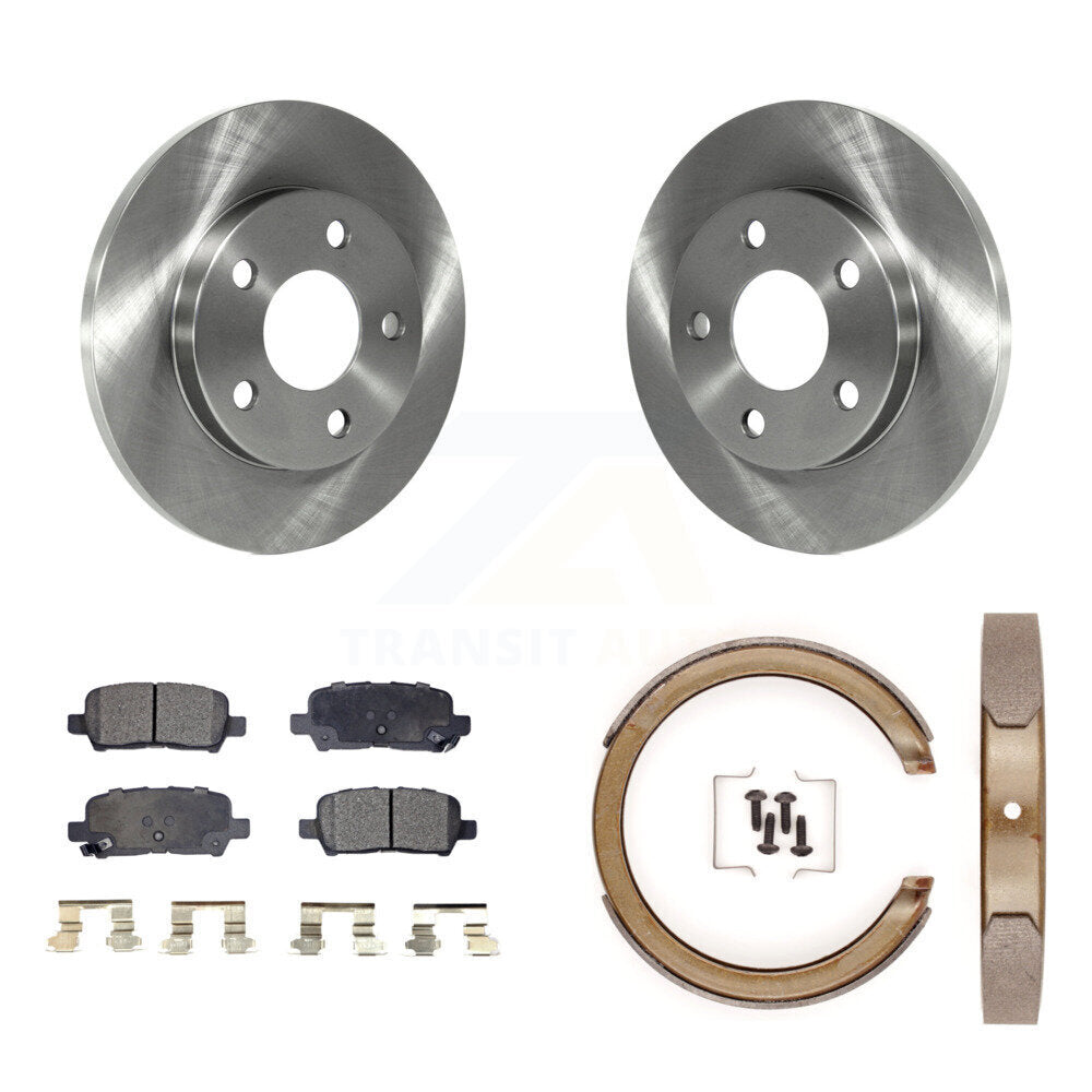 Rear Disc Rotors Semi-Metallic Pads And Parking Brake Shoes Kit For Chevrolet Impala K8F-104696